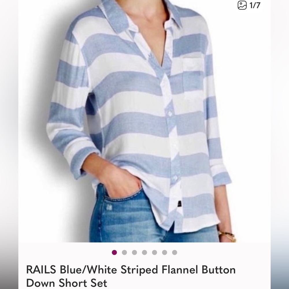 Rails VERY SOFT Blue and White Striped Georgette Blouse